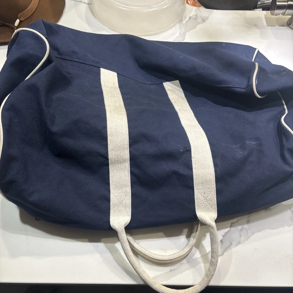 Vintage Polo Ralph Lauren Crest Logo Navy Blue Canvas - Large Duffle Bag